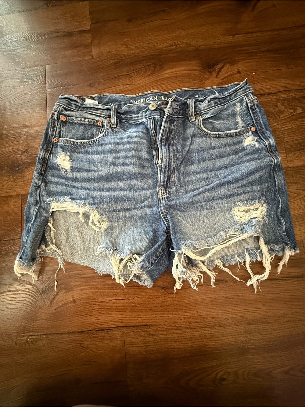 American Eagle Outfitters Washed Blue Distressed Denim Shorts